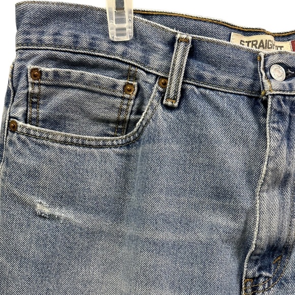 Levis 505 Straight Fit Denim Light Wash Blue Jeans Mens 36 x 32 - Picture 4 of 7